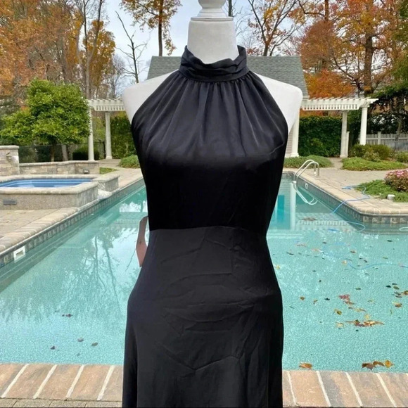 NWT Anthropologie BHLDN Esme Satin l Dress Long Wedding Guest Cocktail Black 8 - Picture 6 of 11